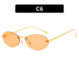 Fashion Personality Metal Frameless Oval Rivet Sun Glasses