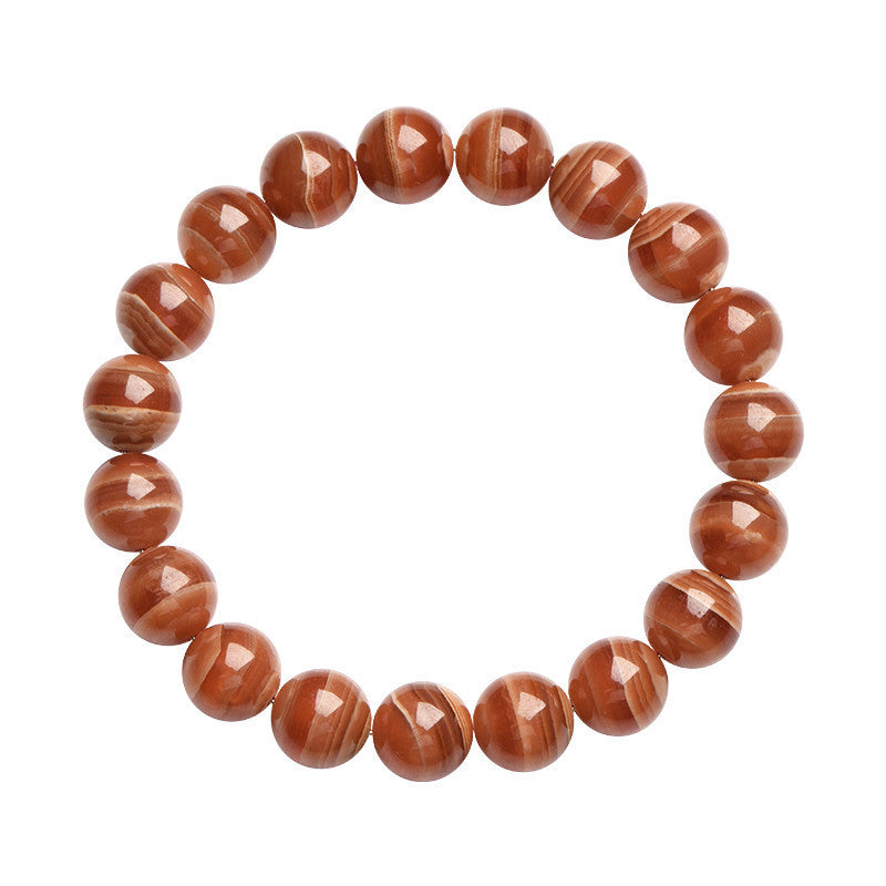 Natural Old Mine Rhodochrosite Round Beads Bracelet Peru