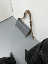 Pointed Leather Gray And Brown Brushed Crossbody Bag