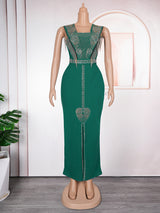 Fashion V-neck Dress African Plus Size Hip Bag