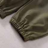 Toddler Boys Pilot Jumpsuit Army Green Long Sleeve Romper, Perfect For Birthday Party Outfits