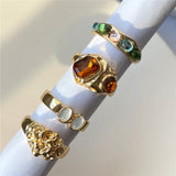 European And American Special-interest Design Multi-color Retro Fashion Ring