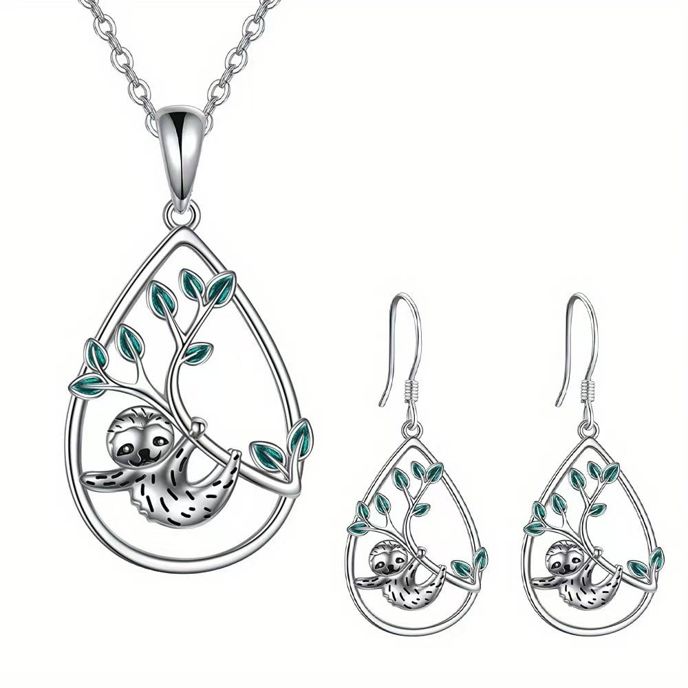 Cartoon Sloth Earring Pendant Accessories Necklace For Women