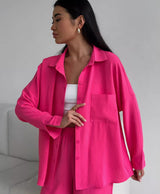 Women's Solid Color Cardigan Pocket Casual Wide-leg Trousers Suit