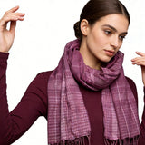 2pcs Bright Color Block Fuchsia Yarn-Dyed Scarf,Luxe Look For Evening Wear,Scarf,vacation,daily Life,evening Party,Office Appropriate Subtlety For Women Men