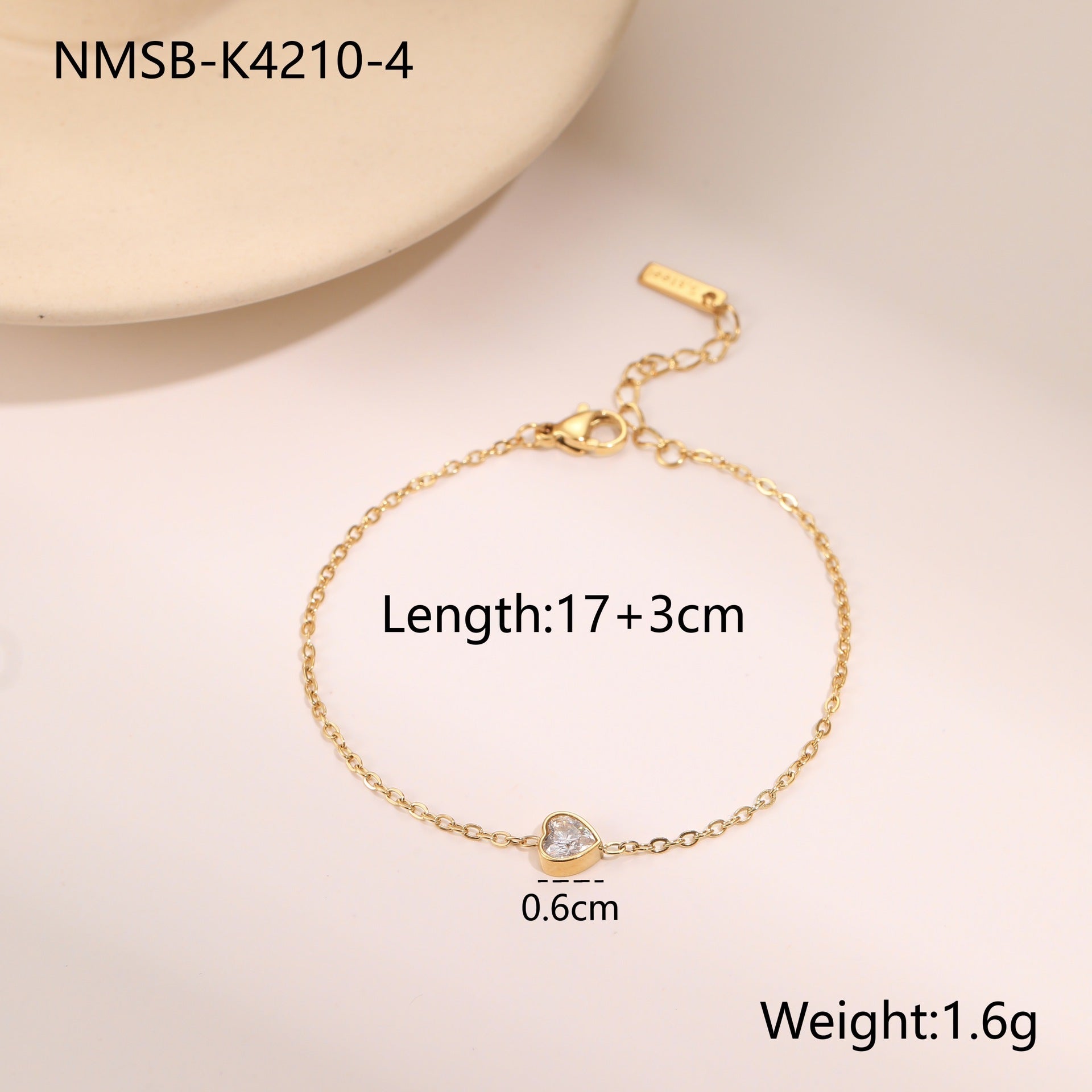 European And American Fashion Love Small Diamond Round Diamond Zircon Bracelet Gold Plated Stainless Steel