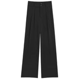 High Waist Slimming Draping Effect Straight Casual Loose Wide Leg Pants