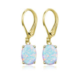 Four-claw Oval Opal Earrings European And American Ornament