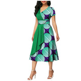 African Batik Double-sided Printed Short-sleeved Women's Cotton Dress