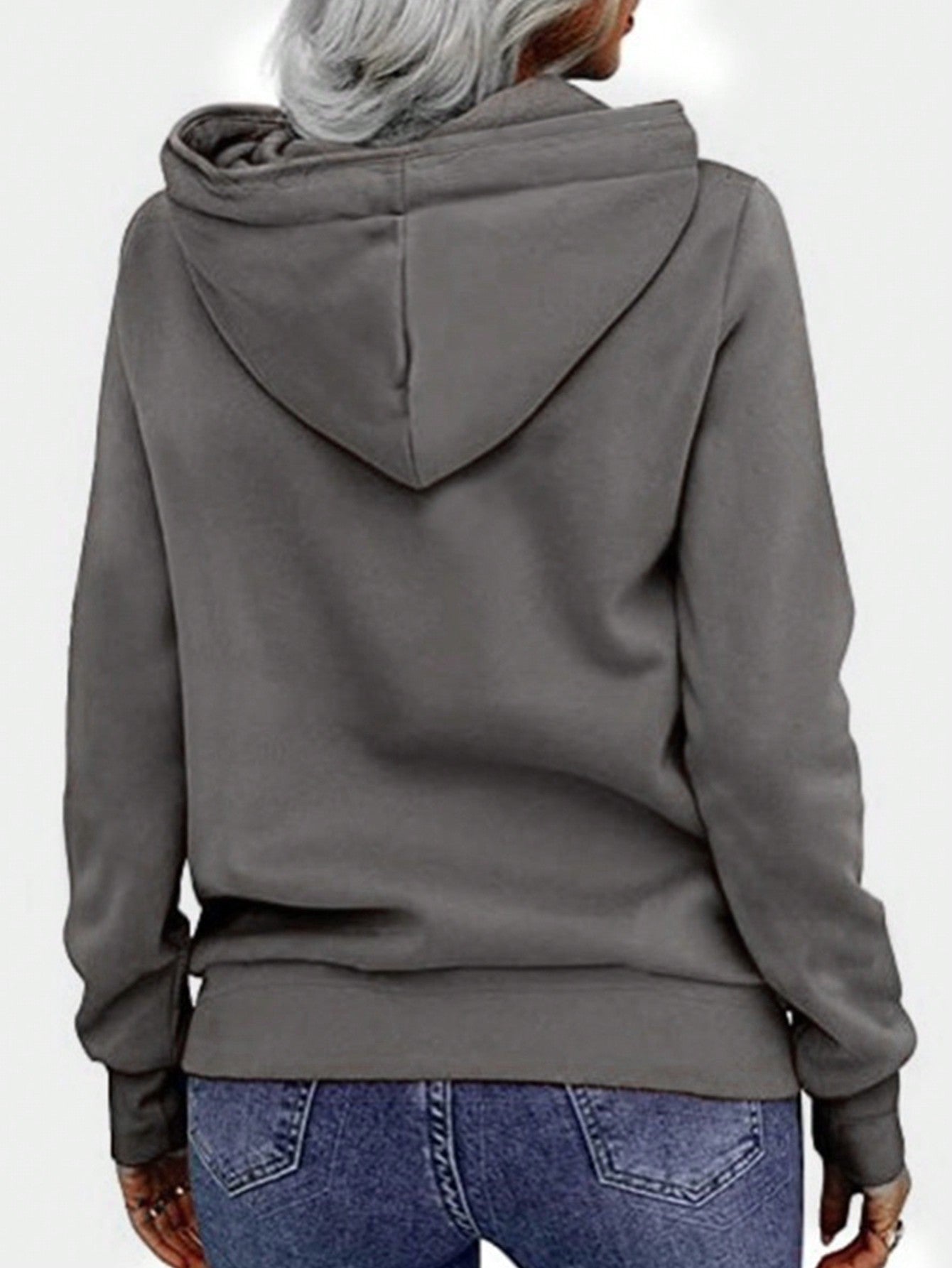 INAWLY Split Collar Zip-Up Hoodie Sweatshirt