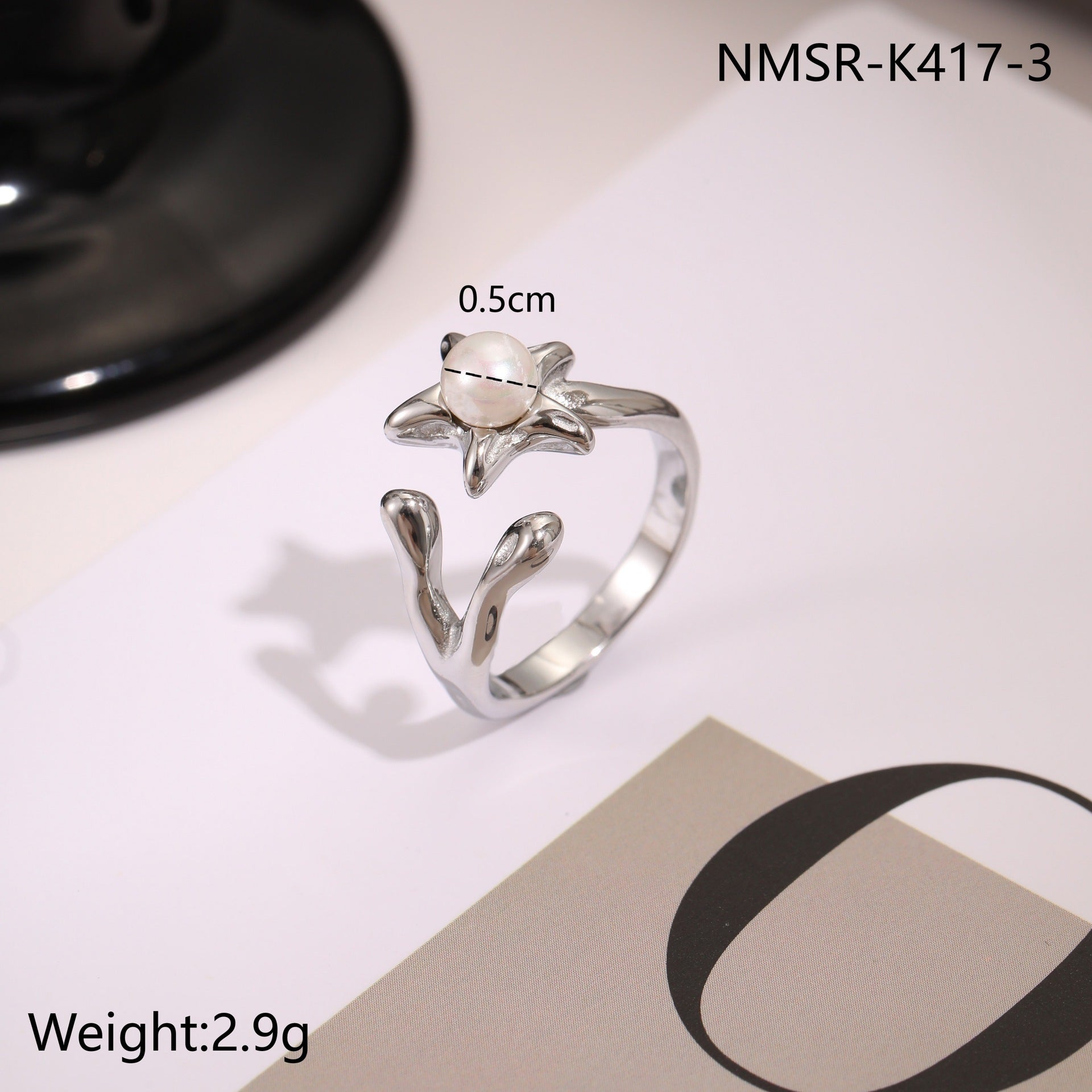 Geometric Design Stainless Steel Open Titanium Steel Ring