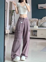 Retro Purple Cargo Jeans Women