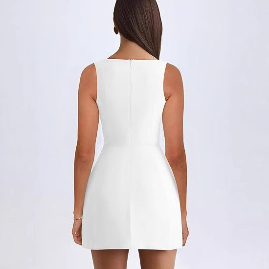 Women's Sexy Skinny Sleeveless Square Collar Mini Dress