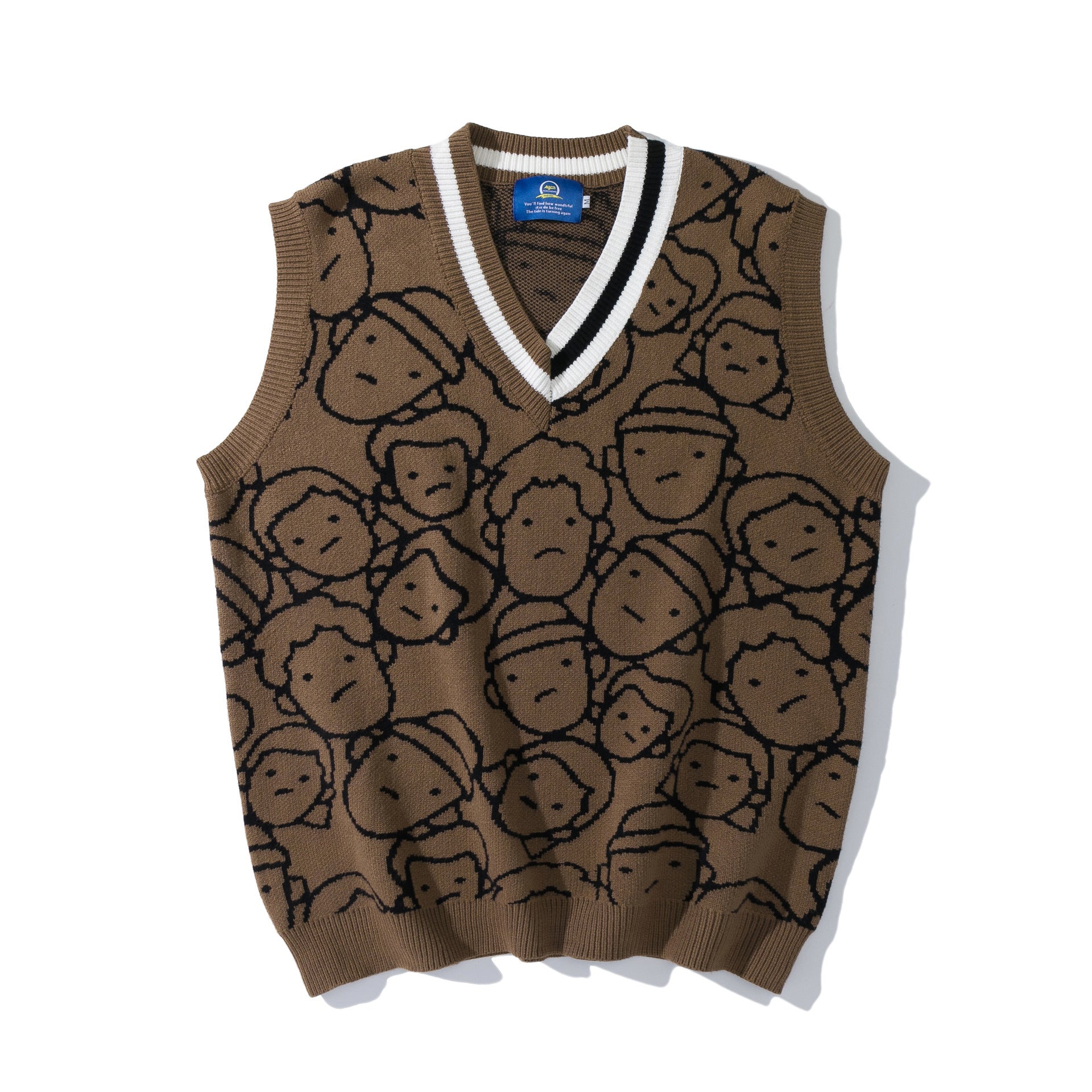 Knit Sweater Couple Printing Sleeveless Sweater Men