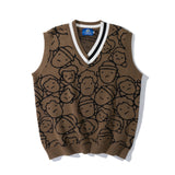 Knit Sweater Couple Printing Sleeveless Sweater Men