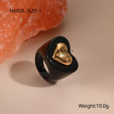 Colorful Heart-shaped Resin Ring Ins Style Titanium Steel Ring