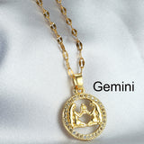 Golden Twelve Constellation Pendant Necklace INS Style