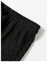 Black Textured Loose Drawstring Pants