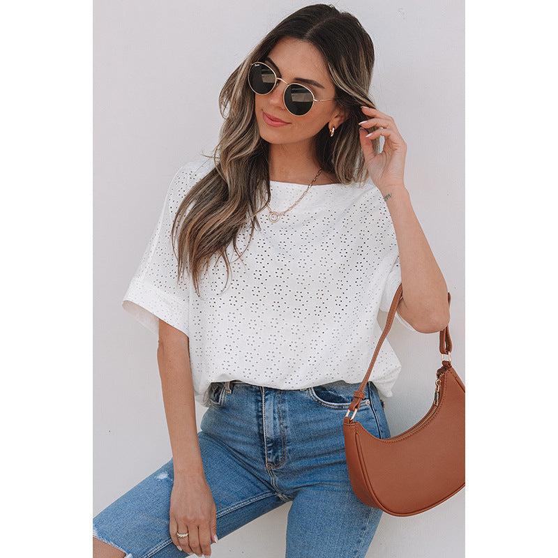 Simple European And American Style Loose Short Sleeve Top