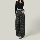 Women's American-style Wide-leg Camouflage Jeans