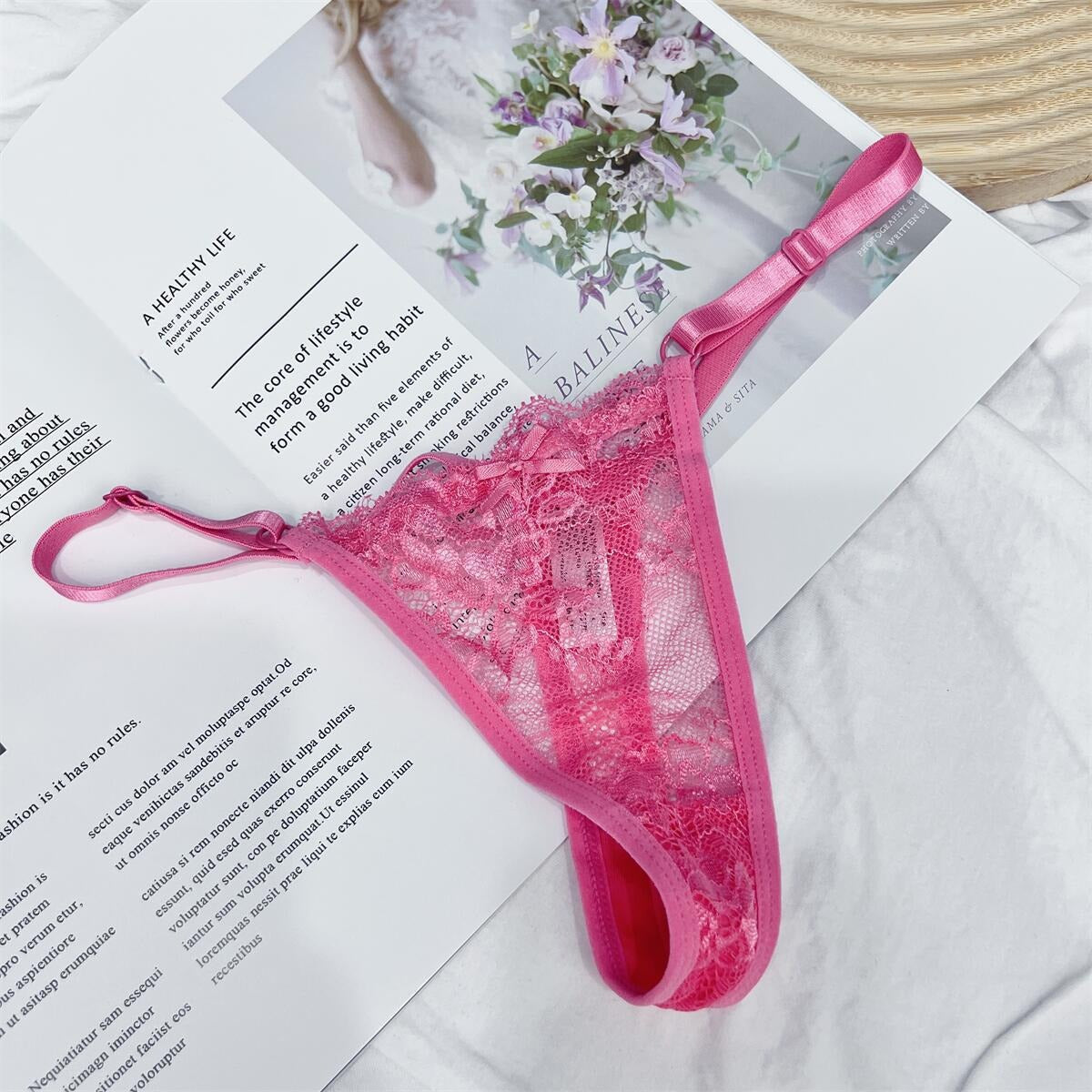 Hollow Lace Adjustable Buckle Low Waist Soft Comfortable Underwear Women