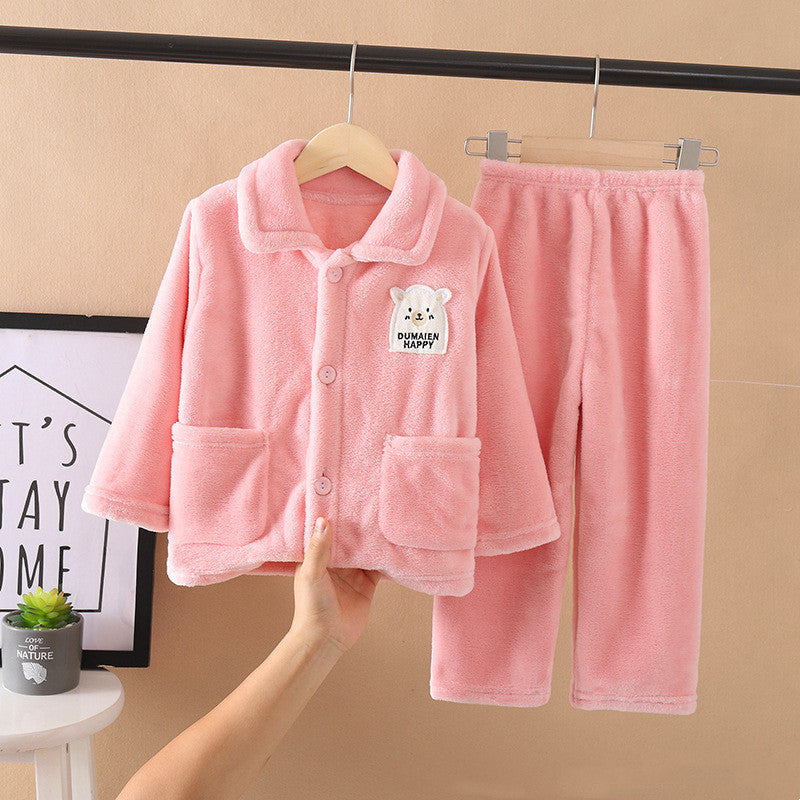 Flannel Pajamas Children's Coral Velvet Pajamas Suit