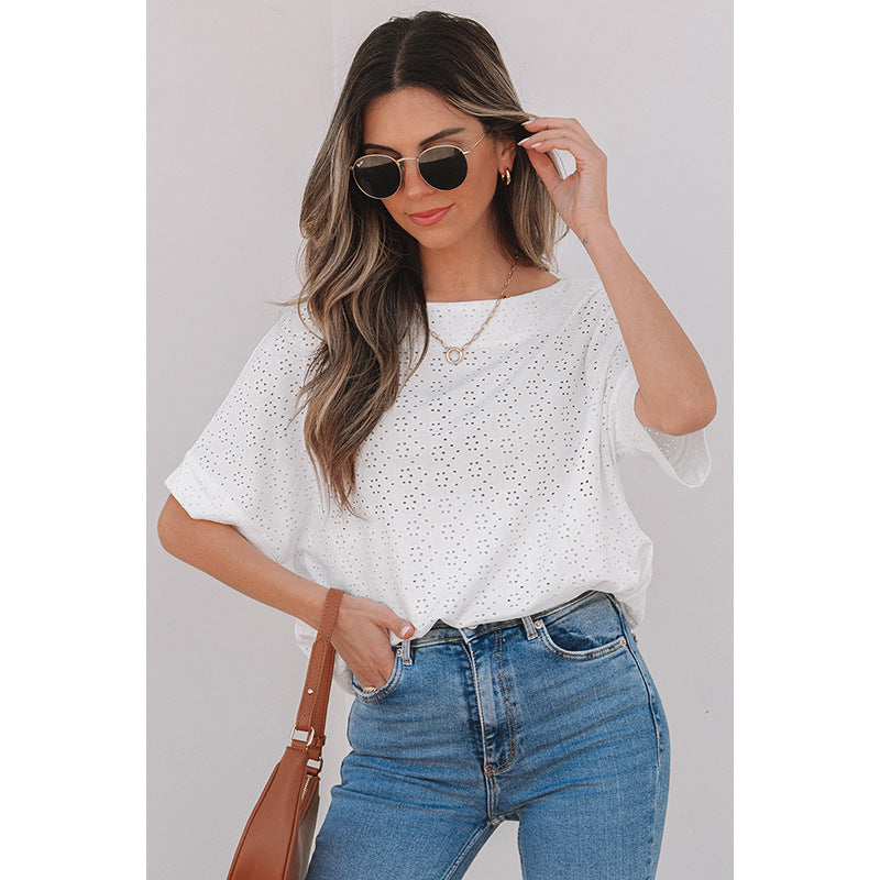 Simple European And American Style Loose Short Sleeve Top