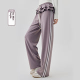 Loose Sports Pants Casual Women's Flounced Design Ballet Style Fashionable Side Stripes