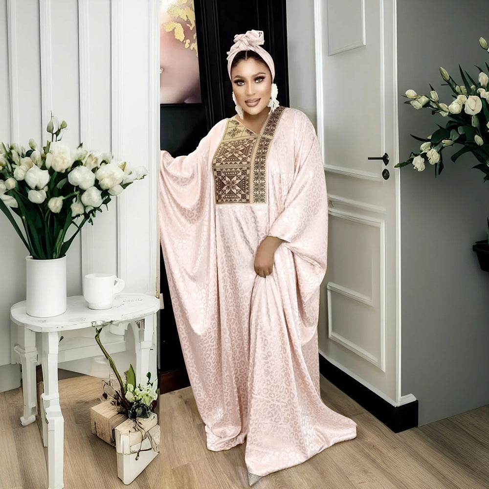 African Ethnic Style Plus Size Dress V-neck