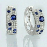 Korean Style Blue White Earrings Round Micro Inlaid Zircon Exquisite Ear Clip