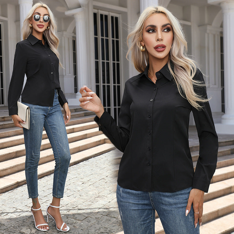 Fashion Casual Long Sleeve Cardigan Button-down Shirt Top