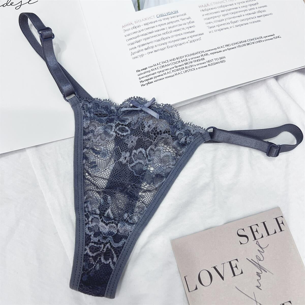 Hollow Lace Adjustable Buckle Low Waist Soft Comfortable Underwear Women