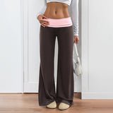 Women's Low Waist Color Matching Casual Sports Wide-leg Pants