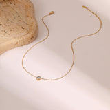 European And American Stainless Steel Necklace Gold-plated Inlaid Zircon High Sense