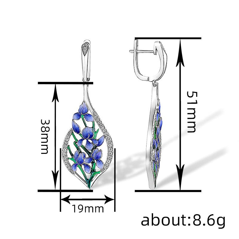 Huajie Orchid Flower Flower Earrings Female Ancient Style Artistic