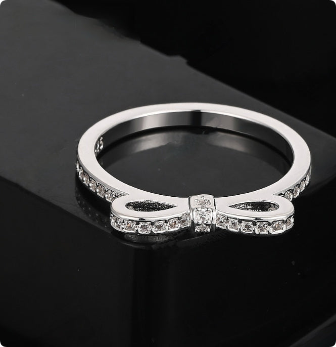Exquisite Bow Rhinestone Zircon Crystal Ring