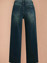 Women’s Denim Pants, Wide Leg Jeans, With Built-in Zipper Closure