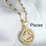 Golden Twelve Constellation Pendant Necklace INS Style