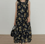 Sleeveless Floral Print Round Neck Dress