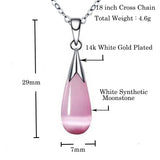 Emma Manor 14k White Gold Plated Water Drop Moonstone Women Jewelry Set --Pendant Necklace And Earrings