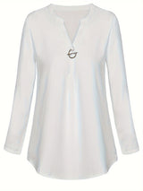 Women's Long Sleeved Simple And Versatile Casual Pearl Button Shirt