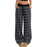 Retro Plaid Loose Casual Pants Fashion Sports Straight Pants