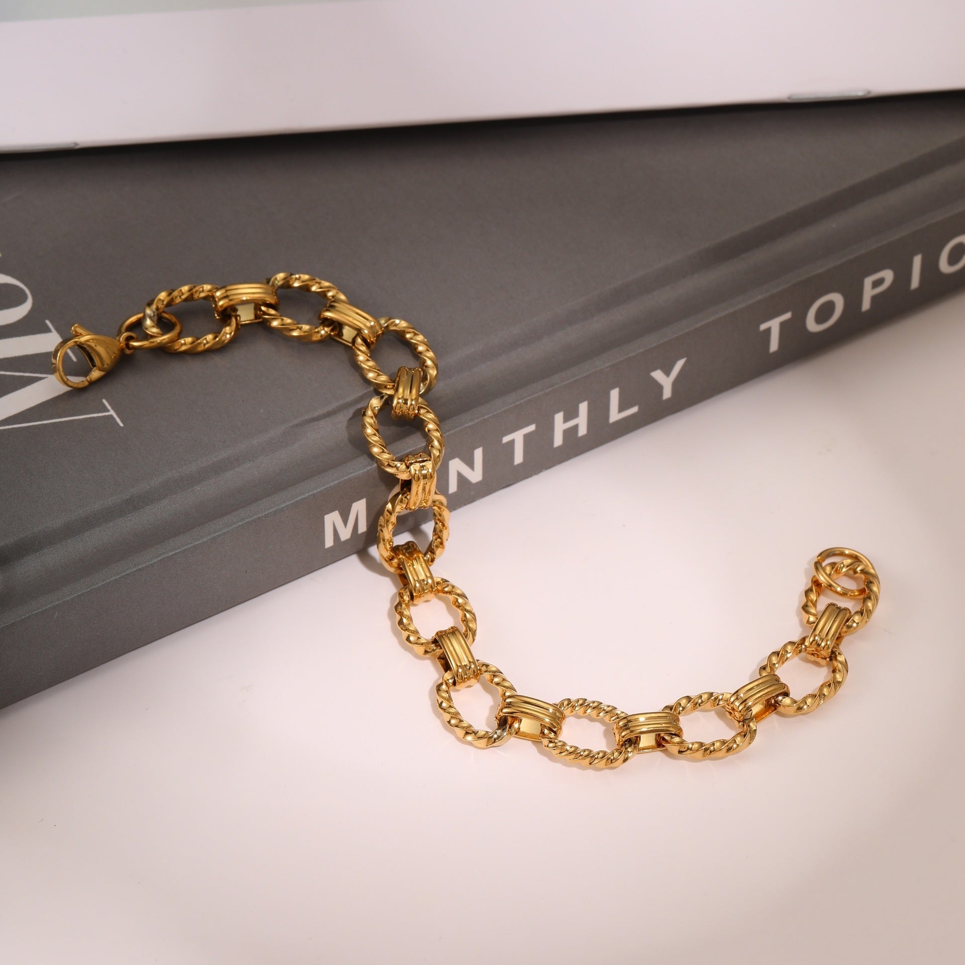 European And American Metallic Hip Hop Punk Stainless Steel Bracelet Twist Bracelet