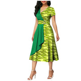 African Batik Double-sided Printed Short-sleeved Women's Cotton Dress
