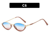 Small Frame Metal Sunglasses Sun Protection Plain Sun Glasses
