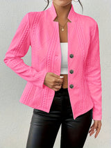 Women's Blazer Jacket Suit Coat Single-breasted Stand Collar Tops Slim Outerwear Temperament Office Jacket