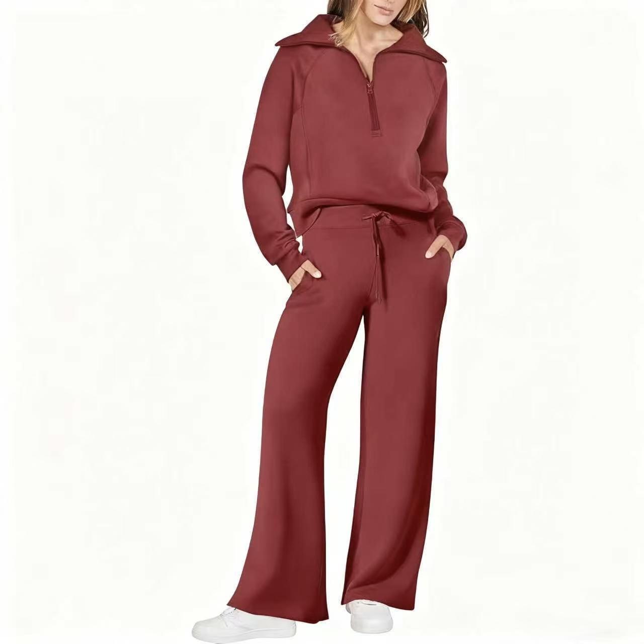 Women's Zip-Up Hooded Sweatshirt Set -Casual Daily Wear, Raglan Sleeves & Thumb Holes, PerfectFall Long Sleeve Hoodie