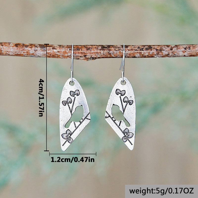 Retro Hollow Flower Bird Fashion Personalized Jewelry Earrings