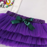 Baby Girl's 2-Piece Set Letter Print Onesie With Elastic Waist Tulle Skirt And Bow