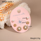 Three-to-one Card Titanium Steel Ear Studs